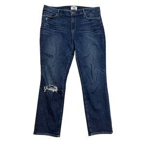 Paige Women's Blue‎ Dark Wash Brigitte Boyfriend Distressed Denim Jeans 31 READ